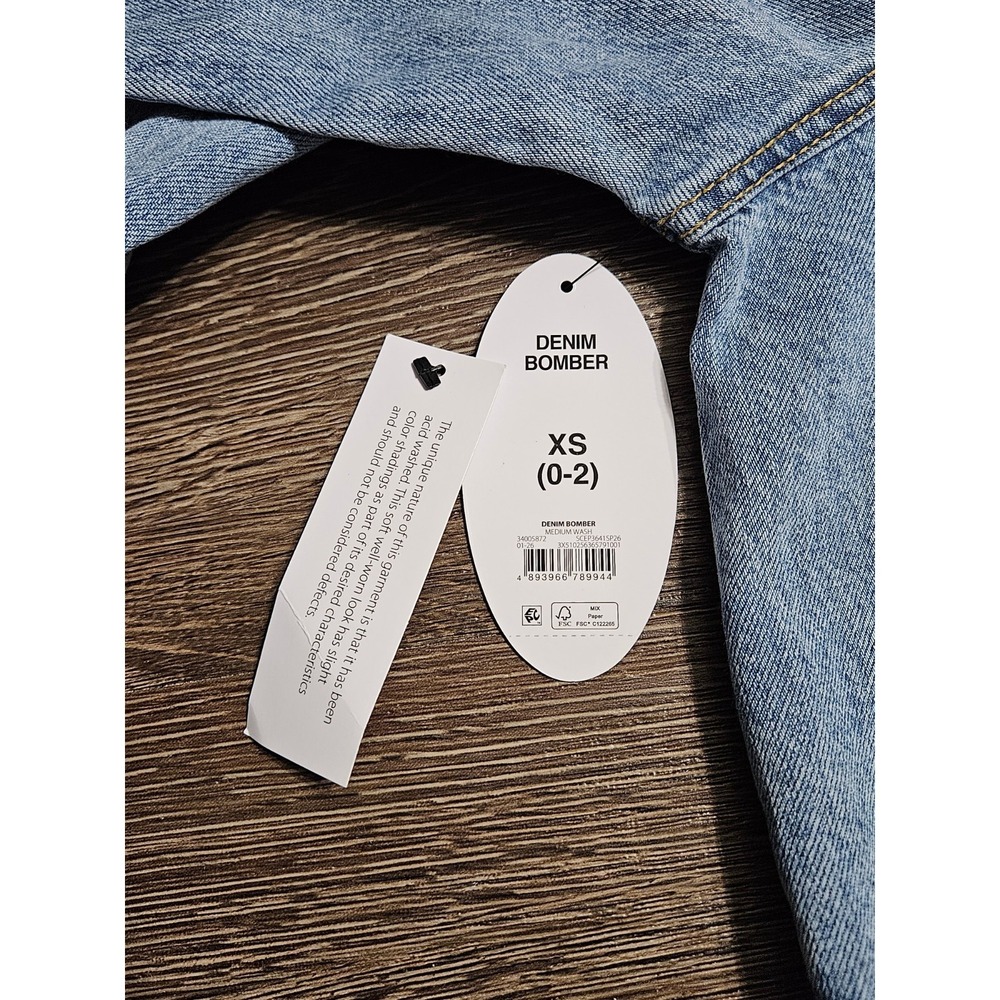 Scoop Women's Denim Bomber Jacket w/Drawstring Waist XS (0-2) - Picture 9 of 10